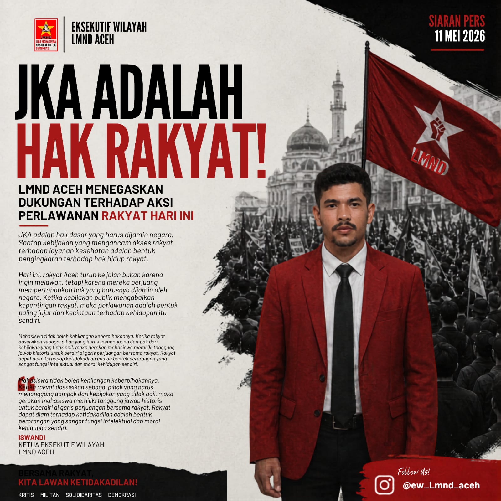 LMND Aceh Tegaskan Dukungan untuk Aksi Massa Bela JKA